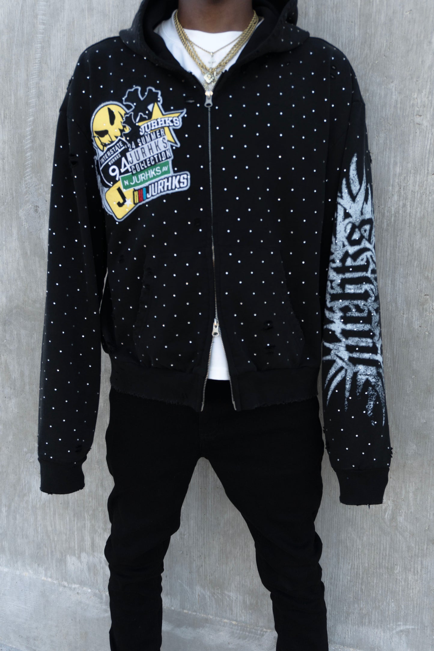 '25 RHINESTONE PATCH ZIPUP